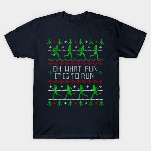 Funny Oh What Fun it is to Run Running Ugly Christmas Sweater Design
